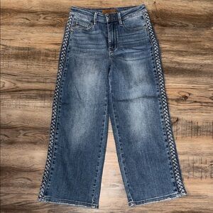 Judy Blue Flare Jeans with Patterned Sides